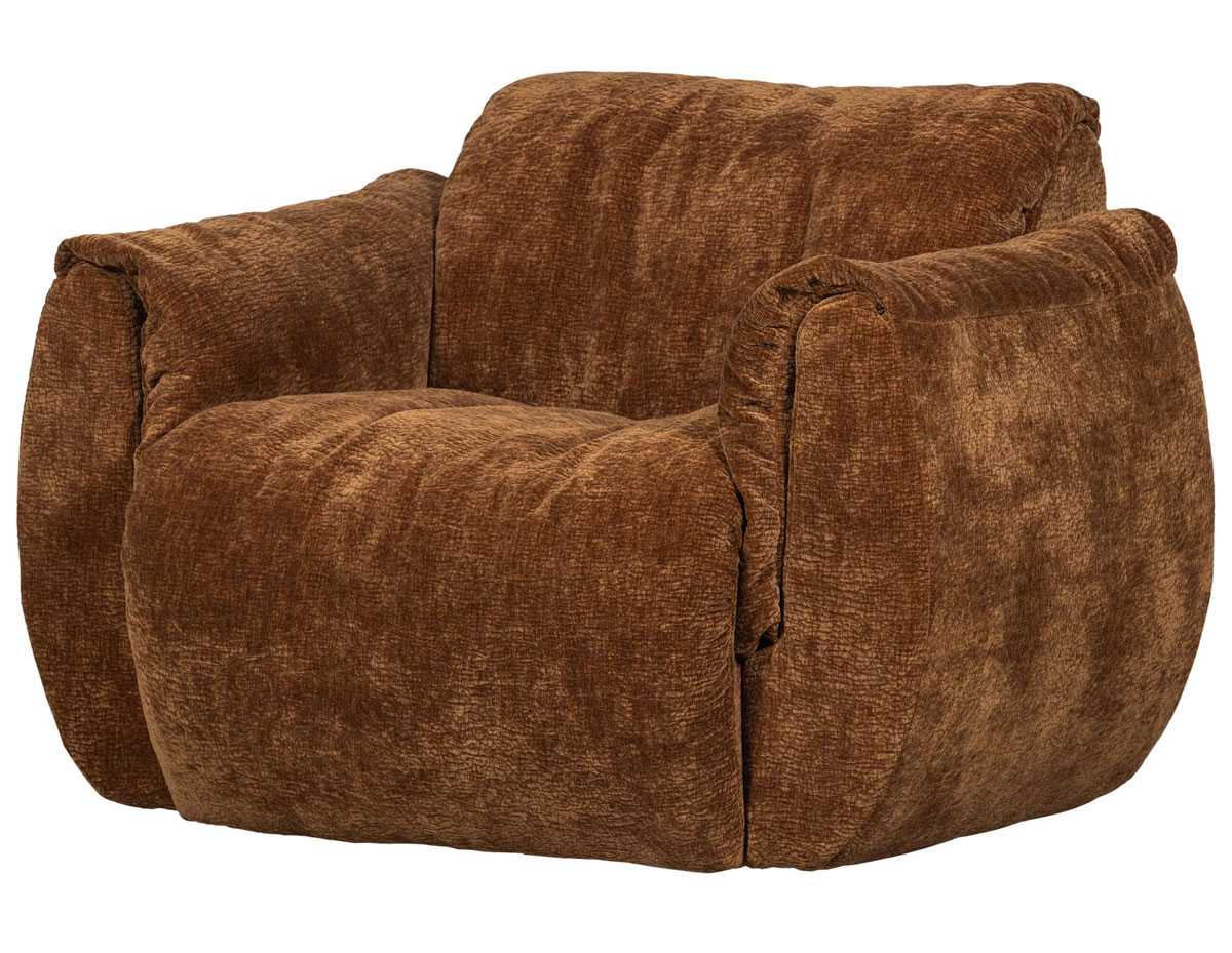 Sessel BAGGY drehbar 3D Chenille mittelbraun