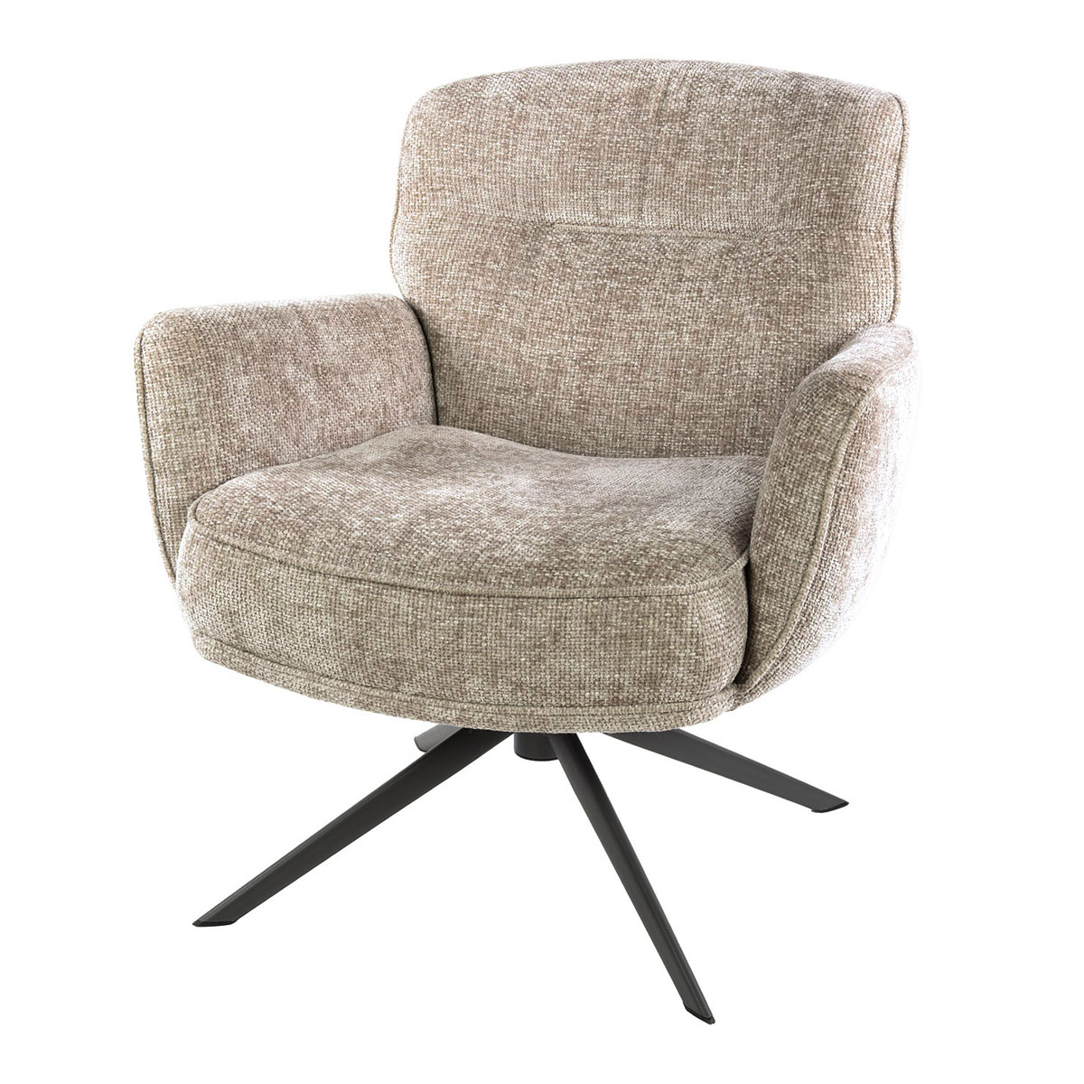 Sessel LORENZO drehbar weiches Chenille sandfarben Drehsessel Relaxsessel
