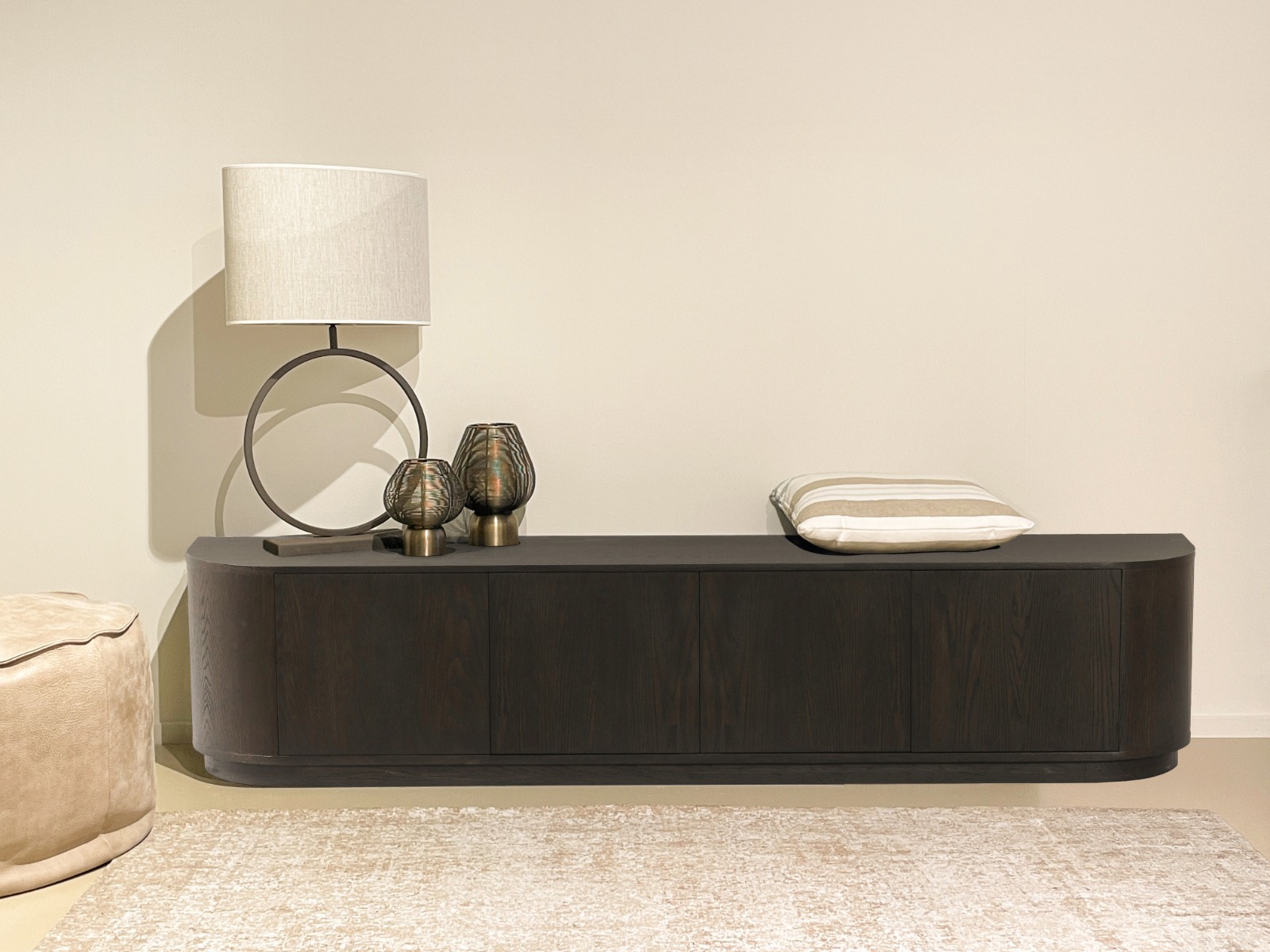 TV Möbel Lowboard Novero 220 cm Eichenholzfurnier Espresso braun