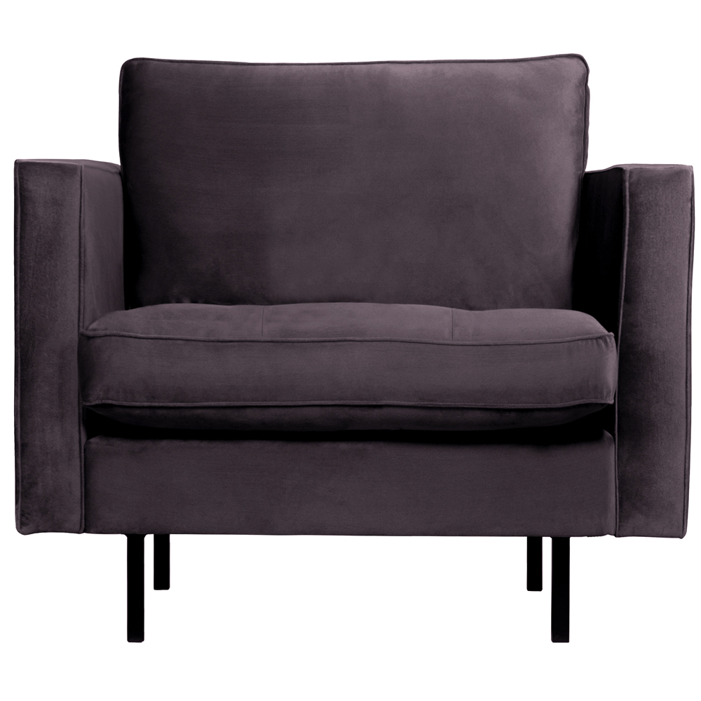 1,5 Sitzer Sessel Rodeo Classic Samt dunkelgrau Lounge Armlehnsessel Fernsehsessel