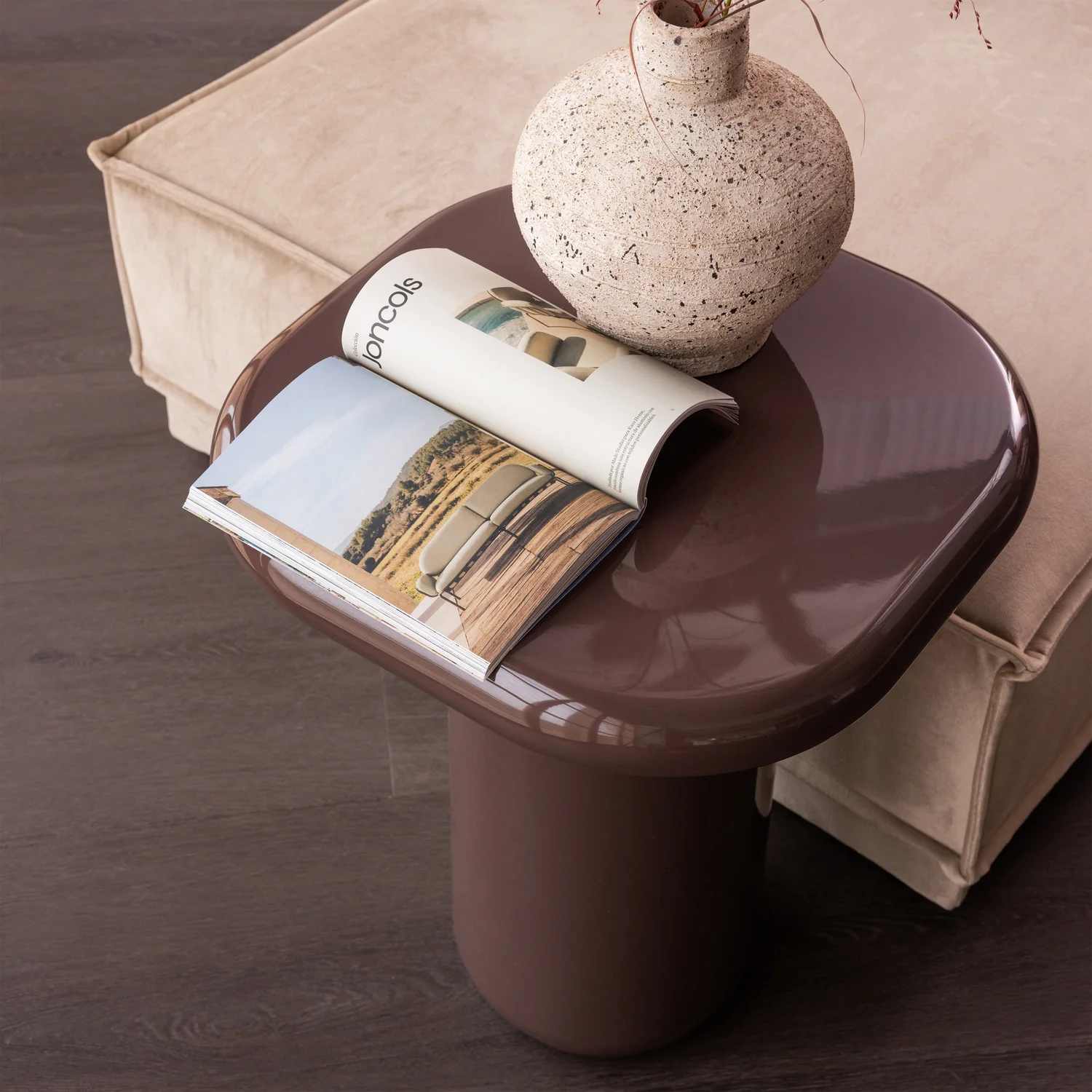 Beistelltisch ZAVA H 61 cm MDF hochglanz dunkelbraun