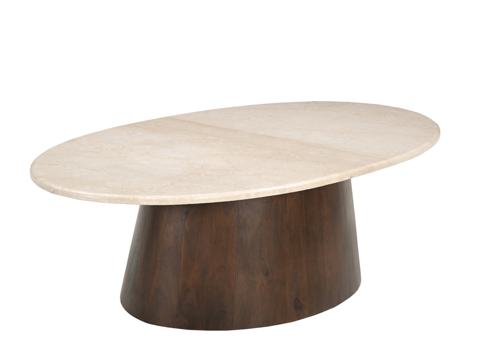Couchtisch Bottecino oval 120 x 65 cm Mangoholz braun Marmor
