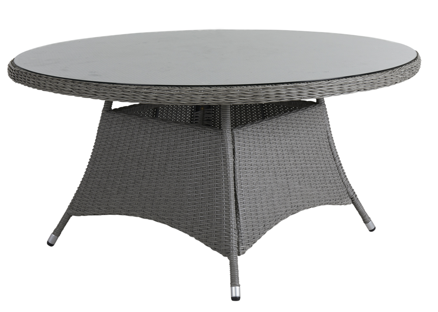 Gartentisch Hornbrook rund Ø 150 cm Kunstrattan Glasplatte