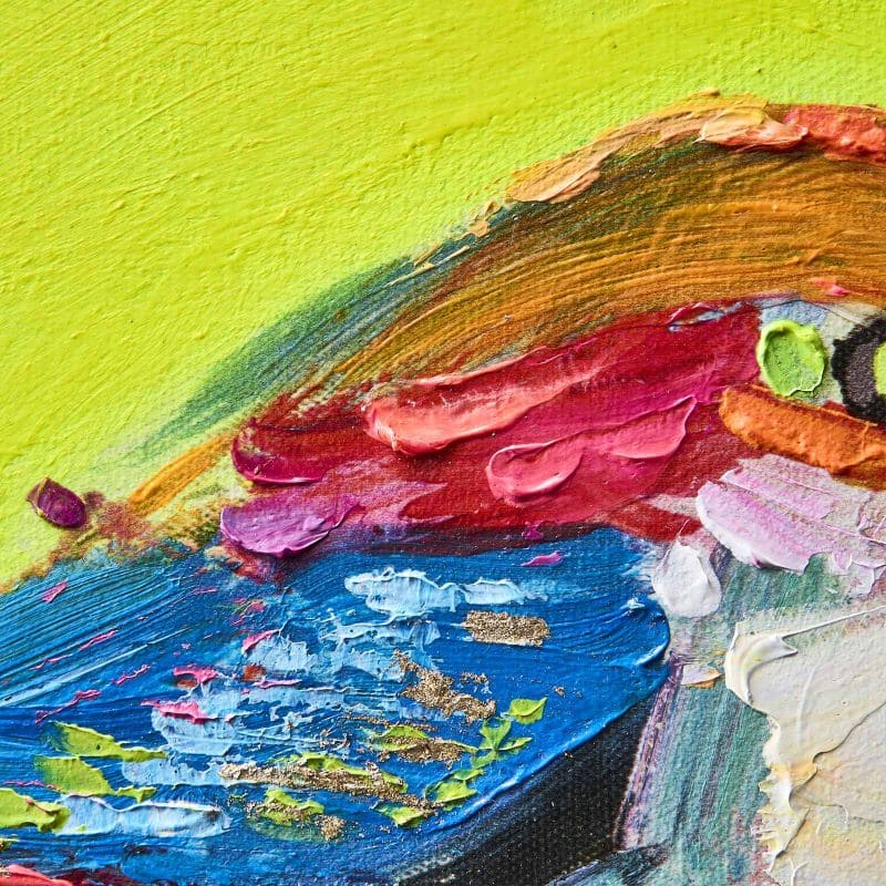 Bild 30 x 30 cm Zwitscherklang Vogel Bird Acryl Leinwand neongelb