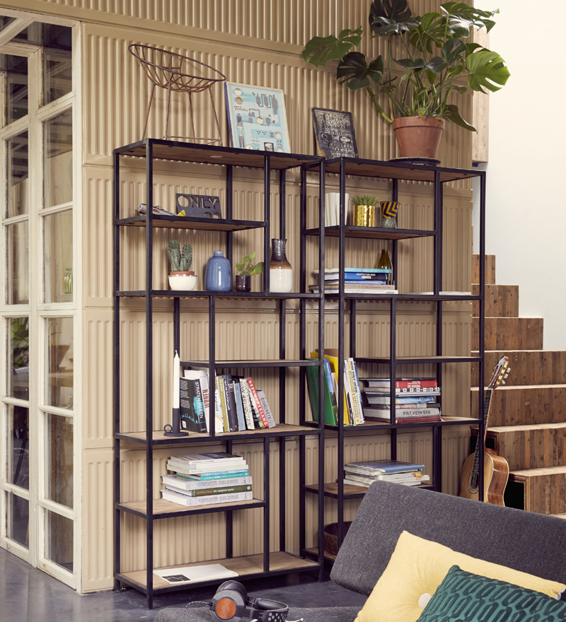 Industrie Regal FLOW Bücherregal Mangholz Metall 85 cm