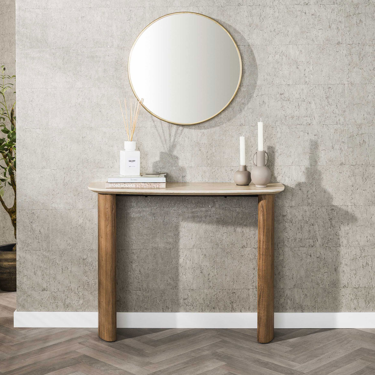 Schminktisch Konsolentisch FLORENZO 100 cm Keramikplatte Eichenoptik