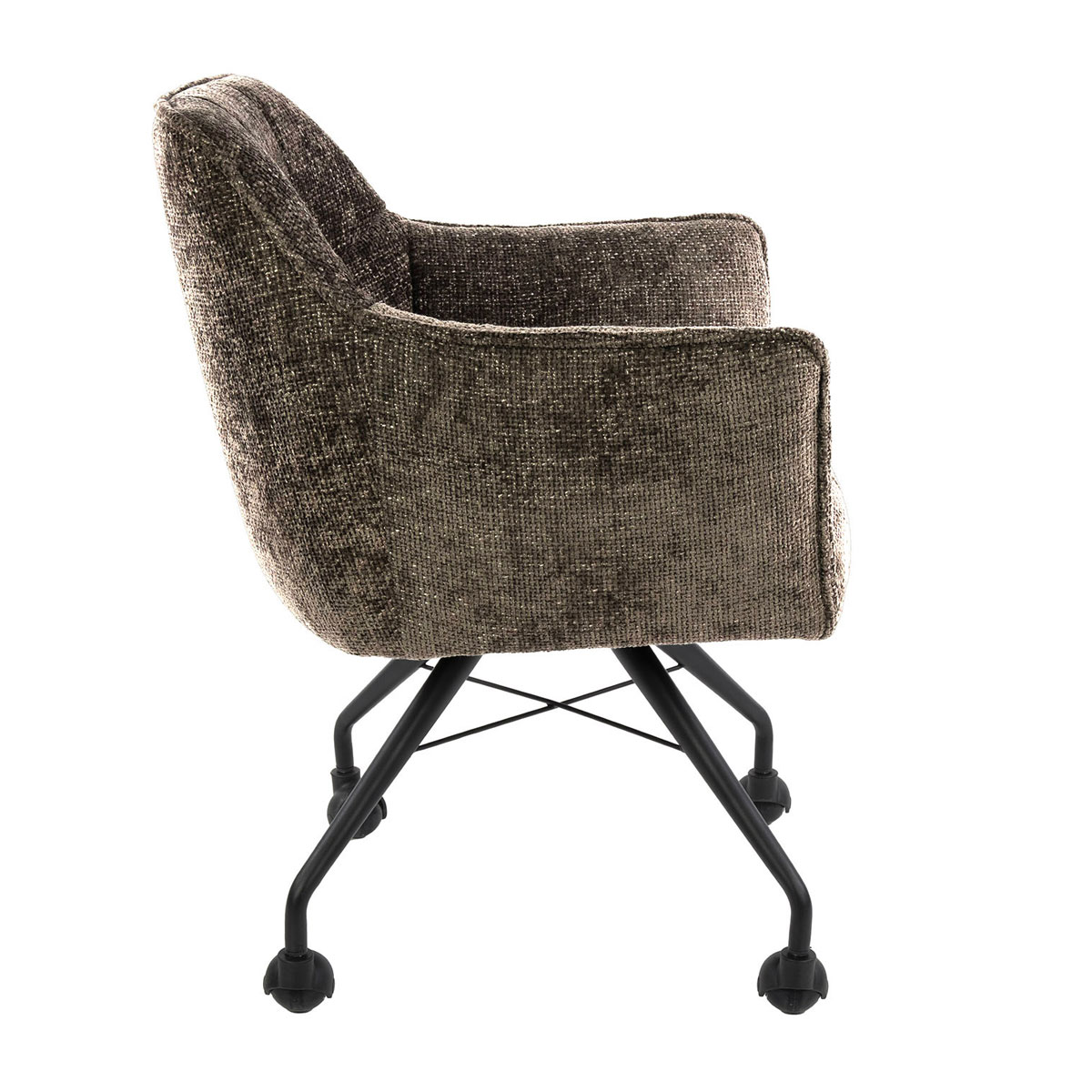 2er Set Armlehnstuhl Fino auf Rollen Chenille Stoff taupe