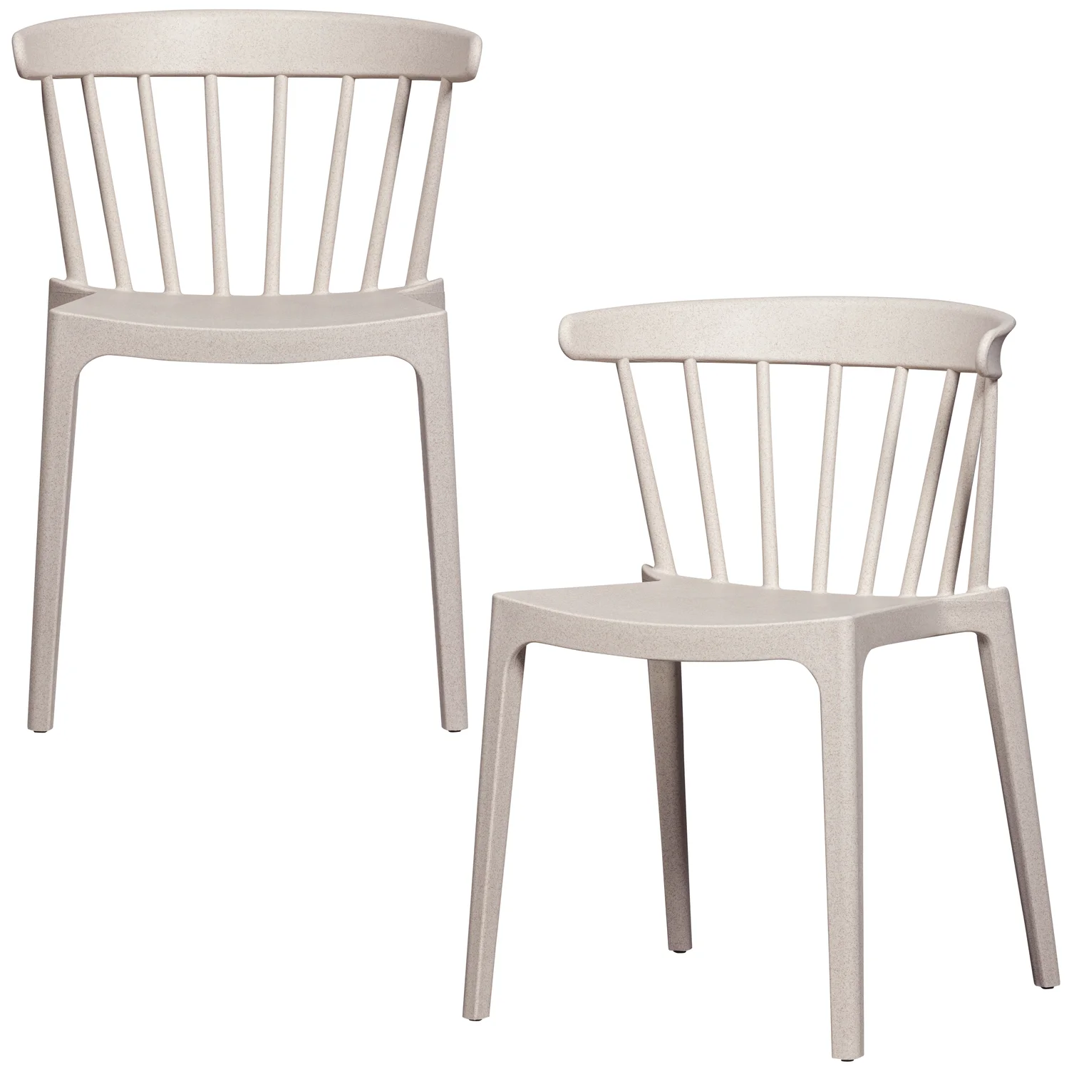 2er Set Gartenstuhl Kunststoff BLISS BIOFASER off white melange stapelbar