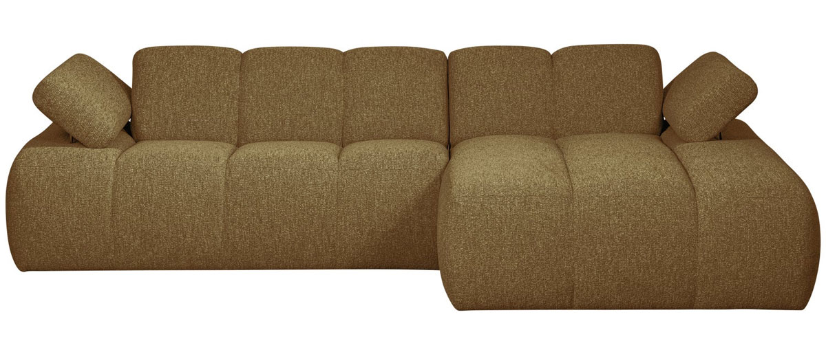 woood Chaiselongue Sofa MOJO rechts Bouclé gelbbraun melange