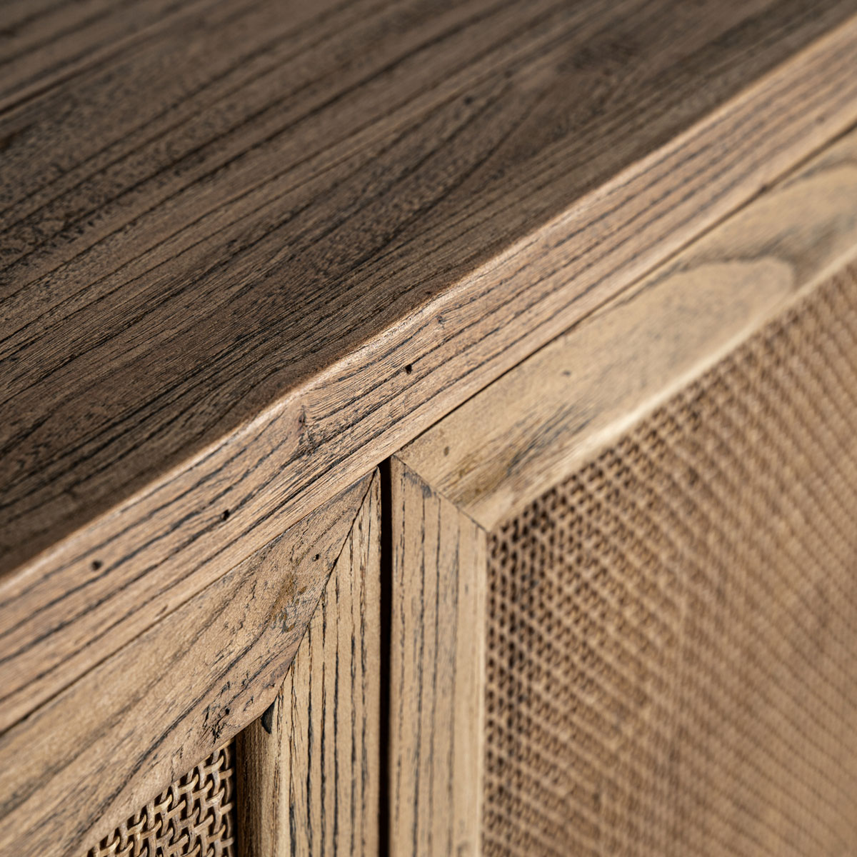 Sideboard BYREMO 220 cm Ulmenholz hellbraun Kommode