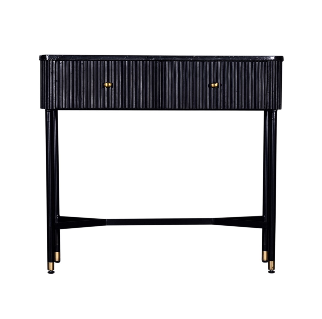 Flurtisch Konsolentisch JAPANDI schwarz mit Marmorplatte