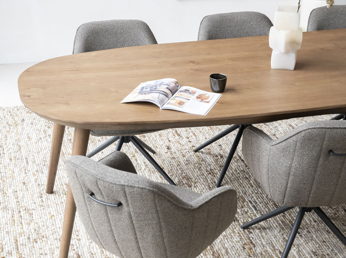 Esstisch Elijah oval 260 x 100 cm Braun Eiche dunkelbraun