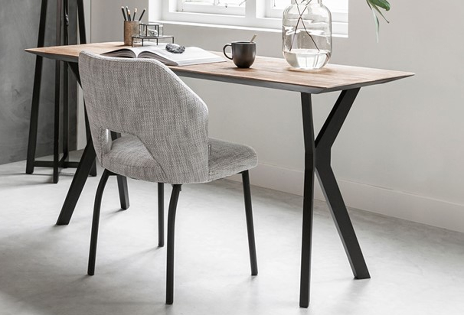 DTP Home Schreibtisch Metropole 150 x 60 cm recyceltes Teakholz massiv Metall