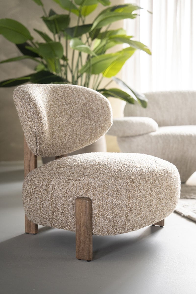 Sessel Reza Eichenholz braun Stoff beige Relaxsessel Fernsehsessel