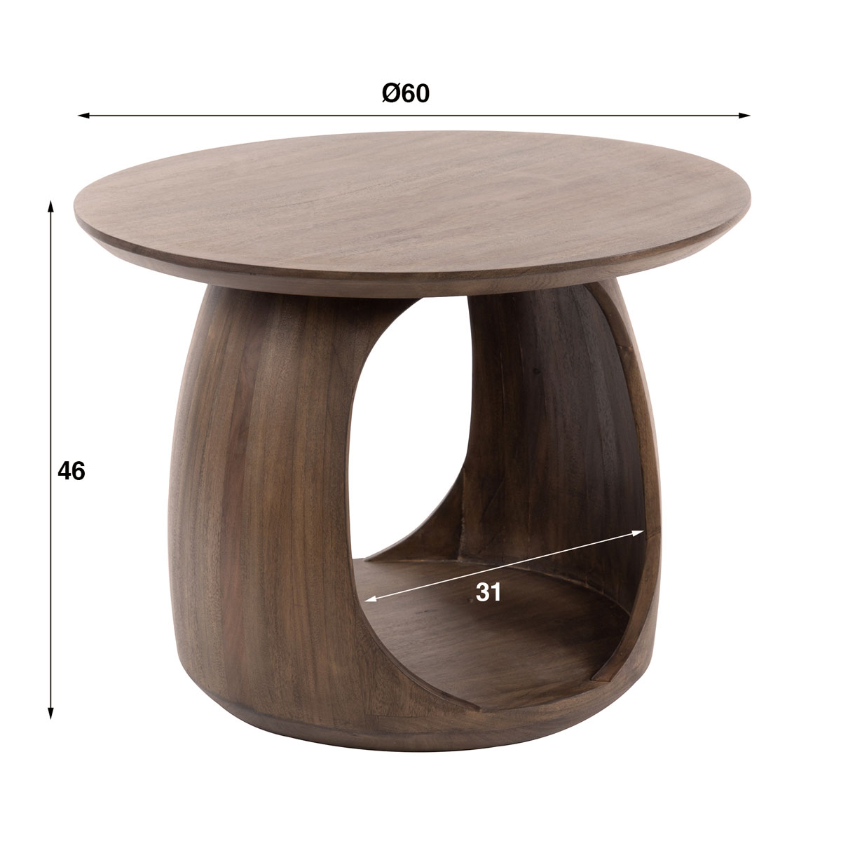 Beistelltisch River Solid M Ø 60 cm Akazienholz matt braun