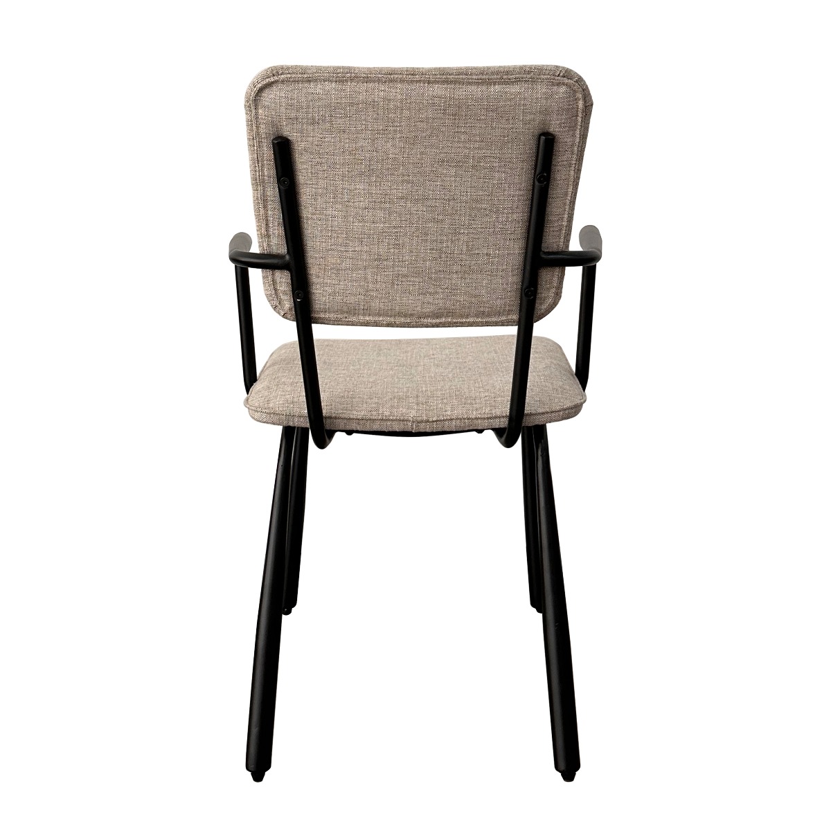 Esszimmerstuhl Finn Stuhl mit Armlehnen Gestell schwarz Stoff beige