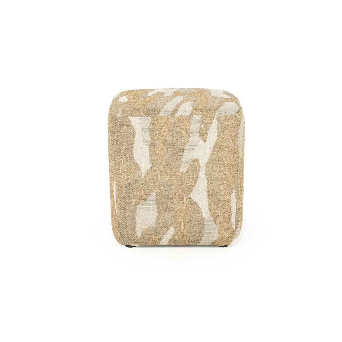 Sitzpouf Hocker Rytm 43 x 43 cm Stoff taupe mit Muster Pouf