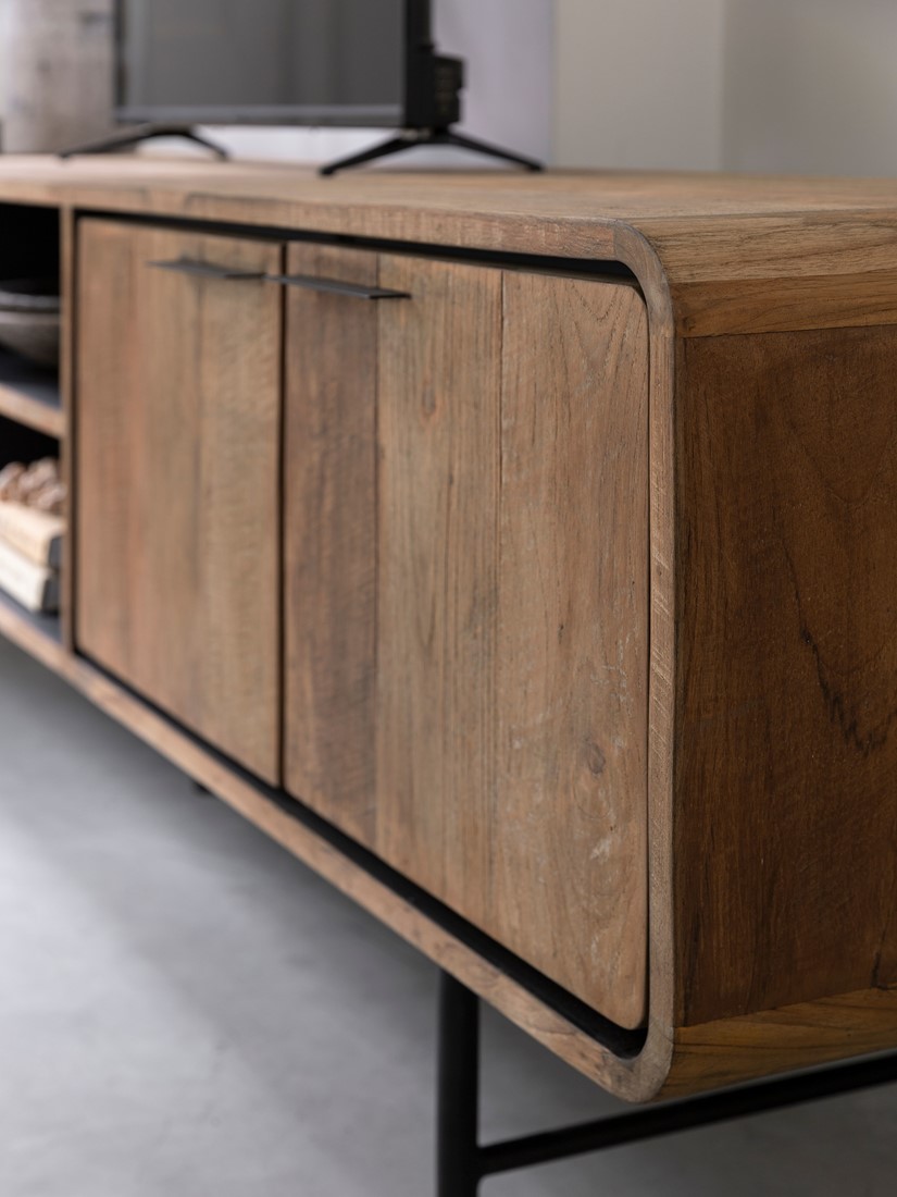 TV Möbel Evo 225 cm recyceltes Teakholz Lowboard