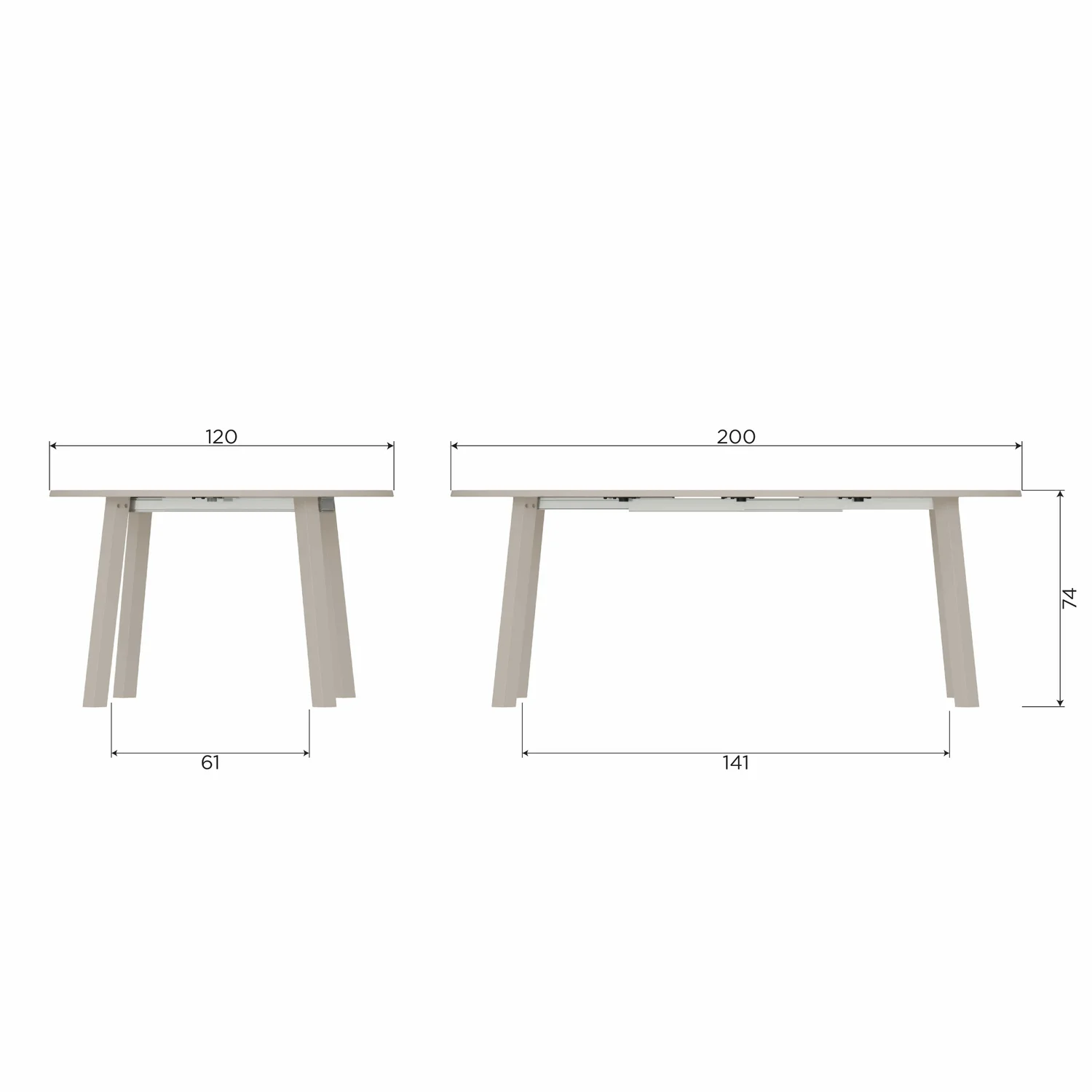 Esstisch JANE 120 x 120-200 cm Eiche dakargrau ausziehbar