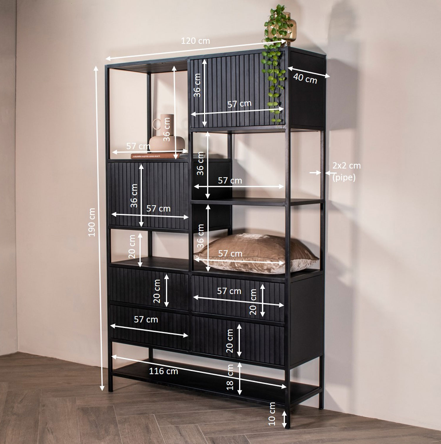 Bücherregal Regal Schrank JOHANN H 190 schwarz