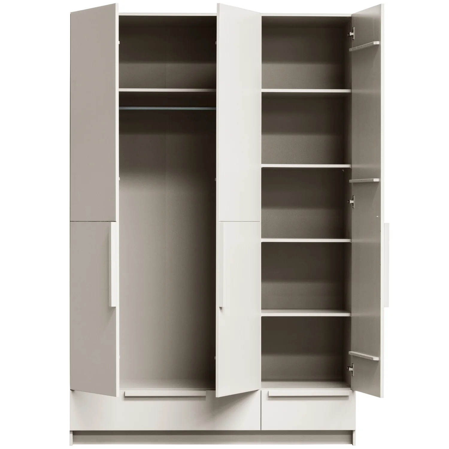 Kleiderschrank PURE B 142 cm 3-türig Kiefernholz staubgrau