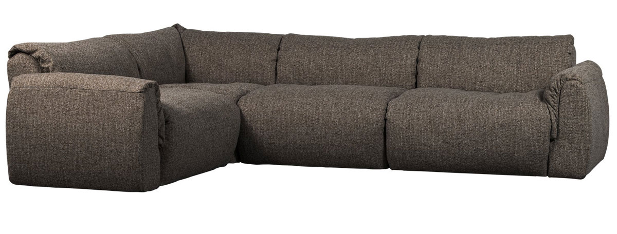 woood Ecksofa BAGGY Webstoff warmgrau melange Chaiselongue links