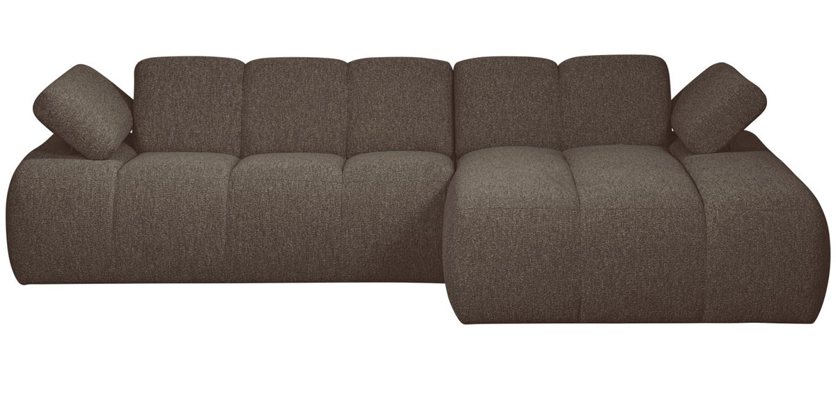 woood Chaiselongue Sofa MOJO rechts Bouclé braun melange