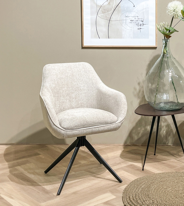 Esszimmerstuhl Thomas drehbar Stoff beige