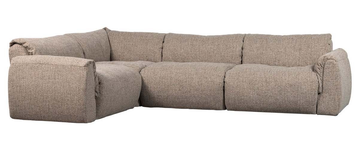 woood Ecksofa BAGGY Webstoff braun  Chaiselongue links