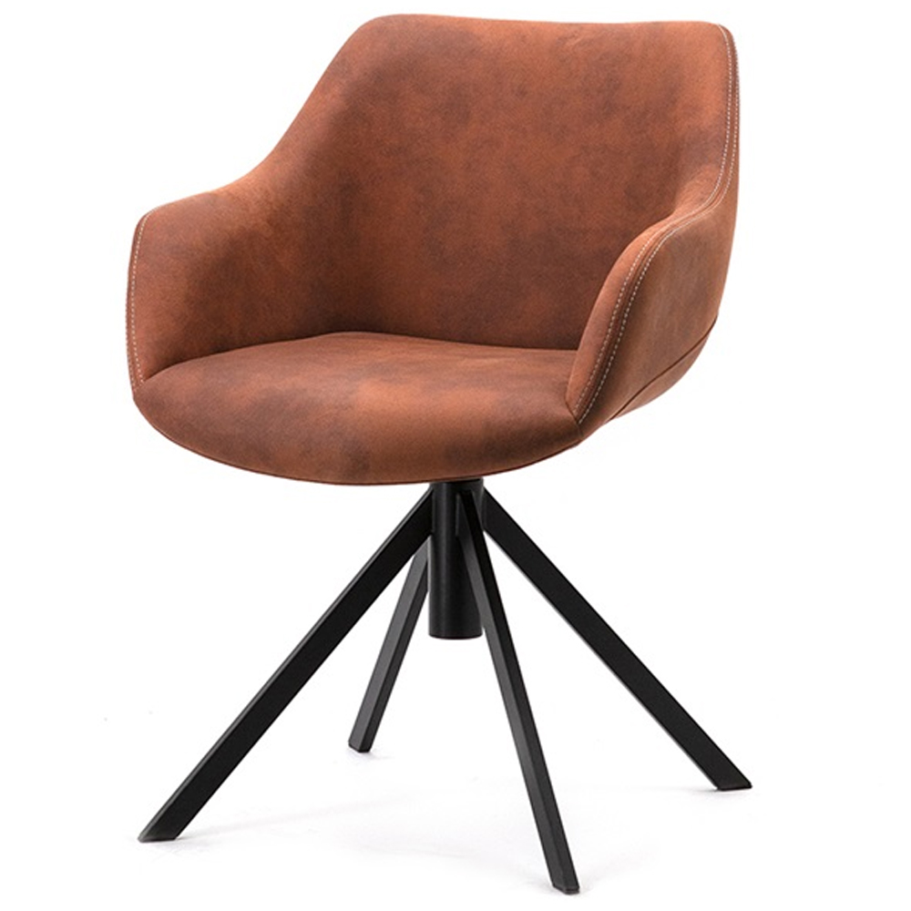 Stuhl Menno cognac drehbar mit Armlehnen