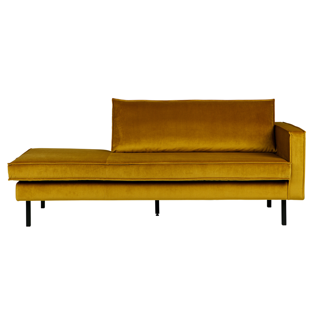 Sofa Chaiselongue RODEO Recamiere Samt ocker rechts Tagesbett