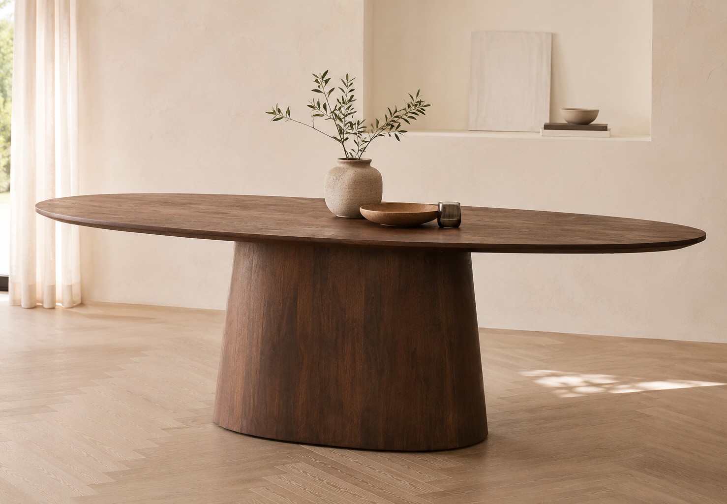 Esstisch ARON 200 x 110 cm dänisch oval Mangoholz braun