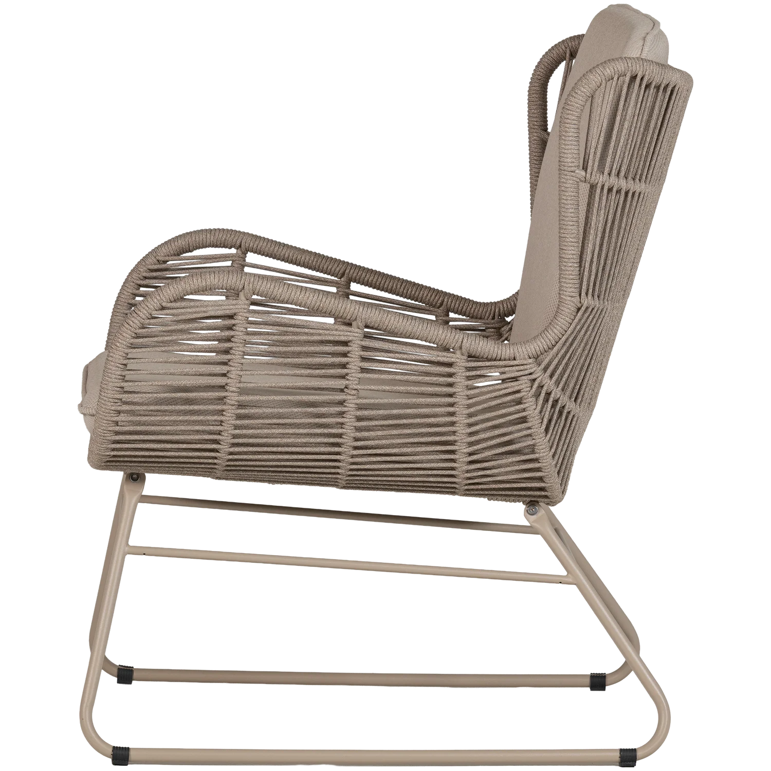 Outdoor Lounge Sessel GRACE sandfarben Gartensessel Metall Geflecht