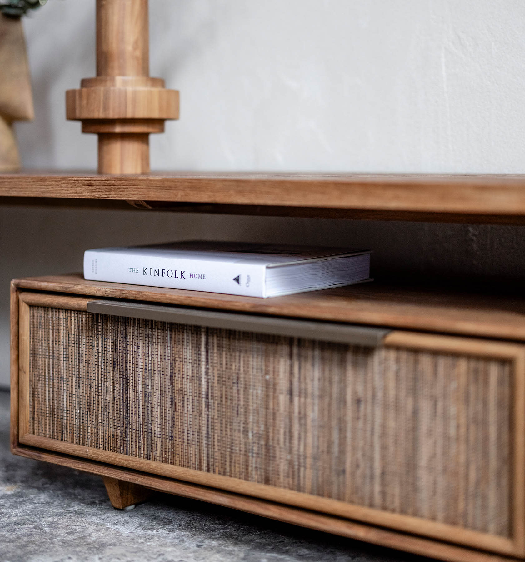 TV Möbel Lowboard GRACE 160 cm natur Teakholz verstellbar