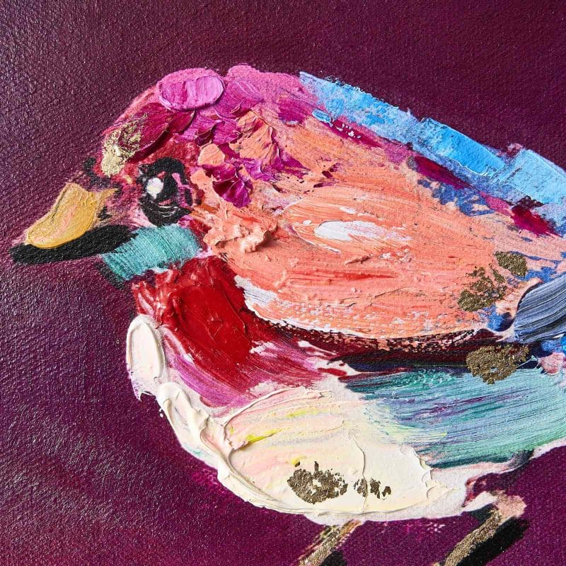 Bild 30 x 30 cm Zwitscherklang Vogel Bird Acryl Leinwand lila 