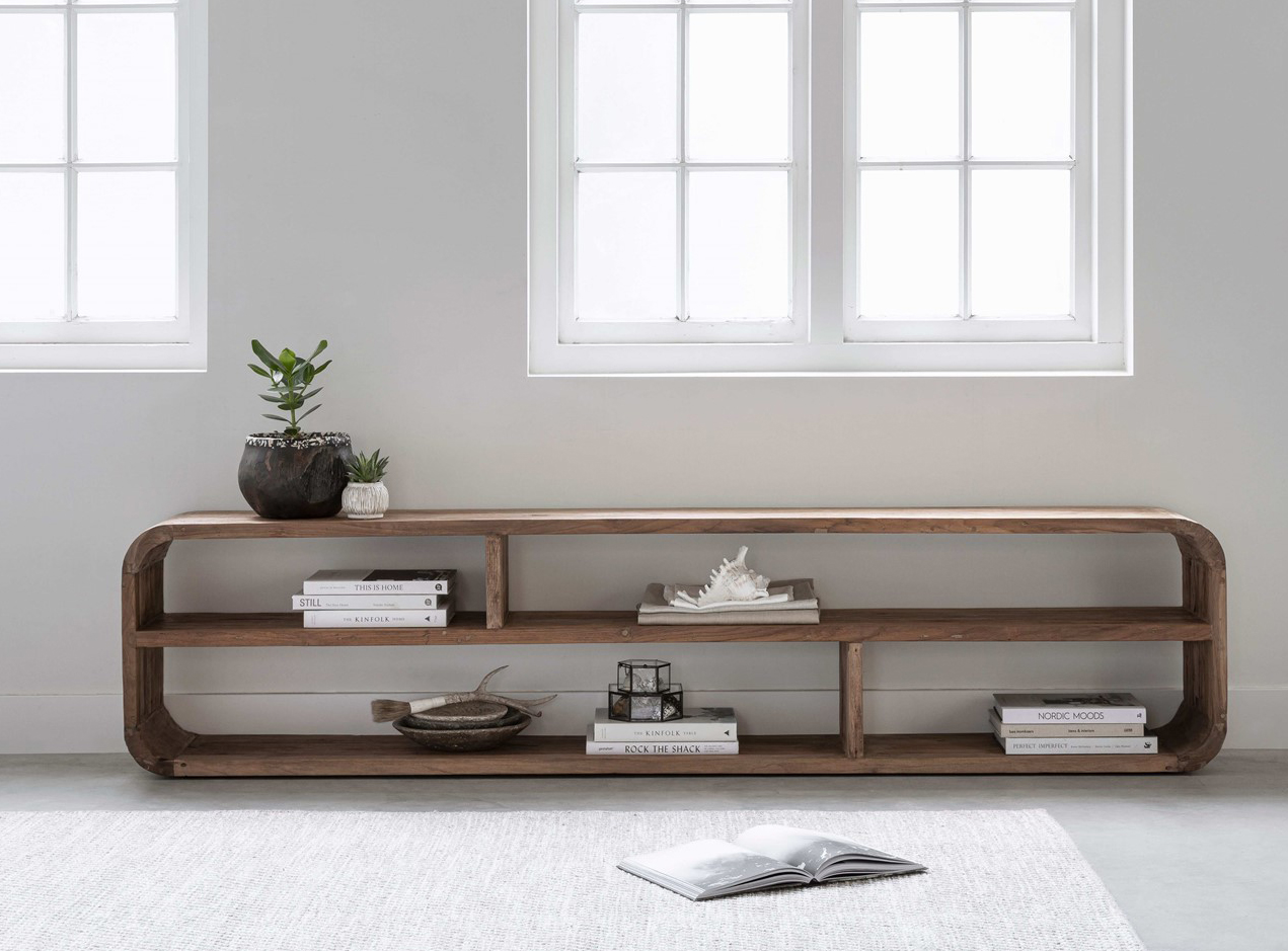 TV Möbel Lowboard CORSO 220 cm rusticales Teakholz