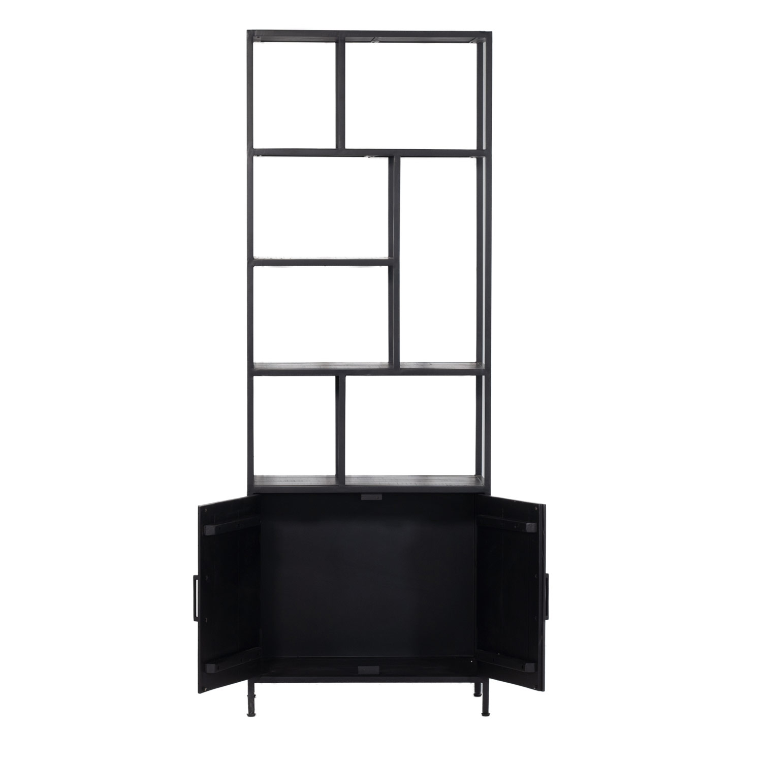 Regal mit Türen BONY B 75 cm Bücherregal schwarz