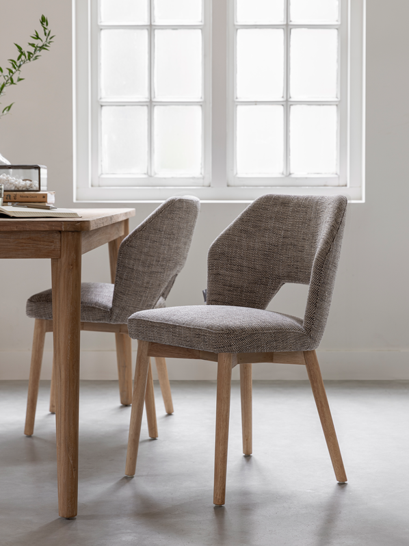 Esszimmerstuhl Blossom Stoff braun Eichenholz Vierfußstuhl