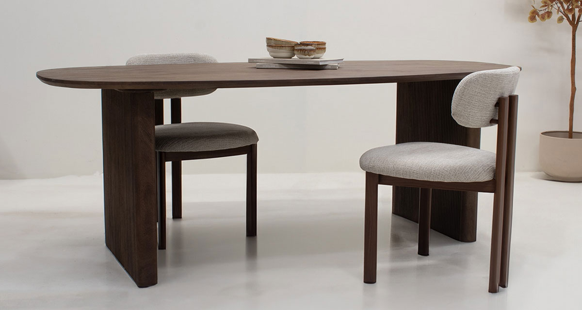 Esstisch LAYA 180 x 90 cm oval Mango Massivholz dunkelbraun