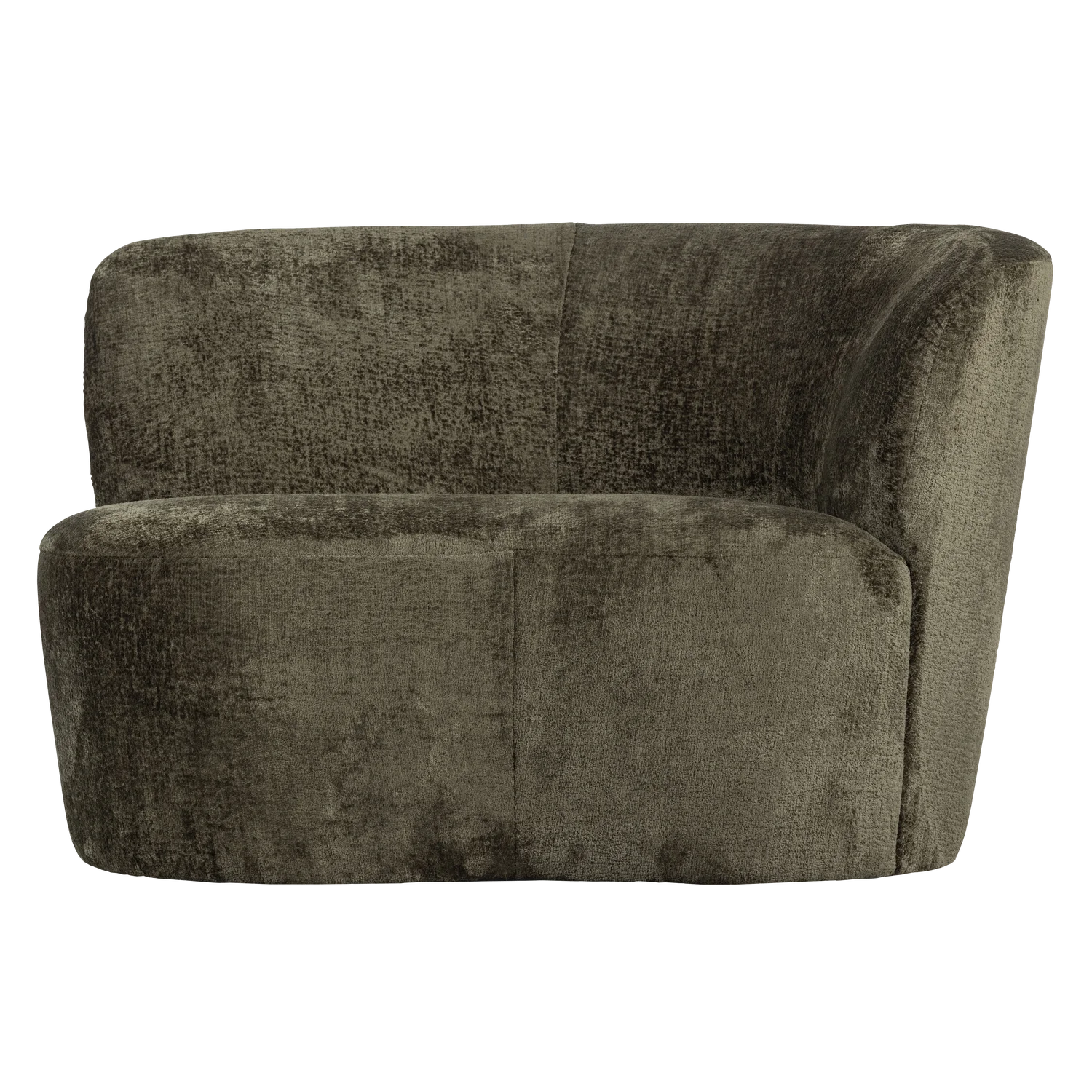 Kleines Sofa Stone rechts 112 cm Struktur-Samt warmgrün Loungesofa