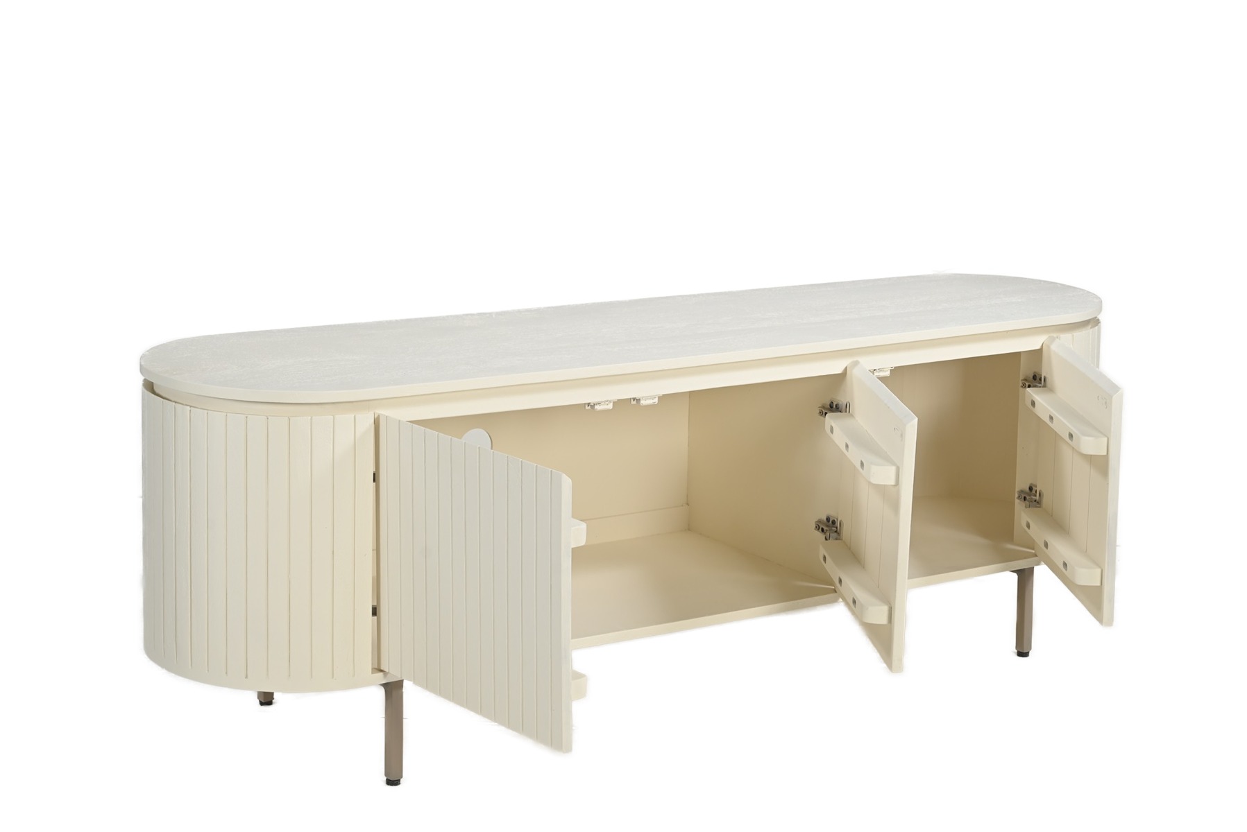 TV Möbel Lowboard Patou 170 cm Mangoholz cremeweiß Sideboard 