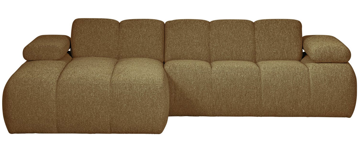 woood Chaiselongue Sofa MOJO links Bouclé gelbbraun melange