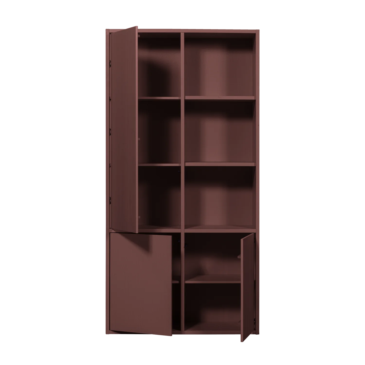 Kleiderschrank MEREL B 100 cm 3-türig Kiefernholz burgunderrot 