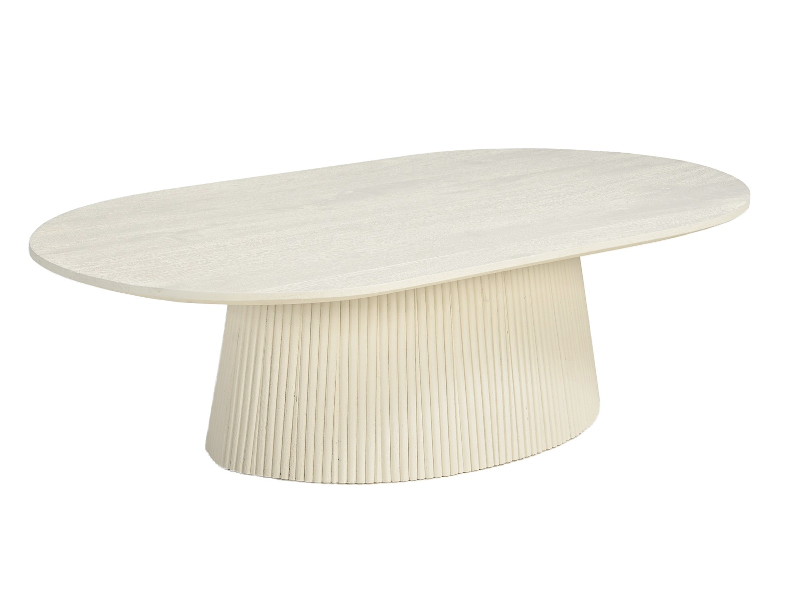 Couchtisch Patrice oval 120 x 70 cm Mangoholz cremeweiß Sofatisch