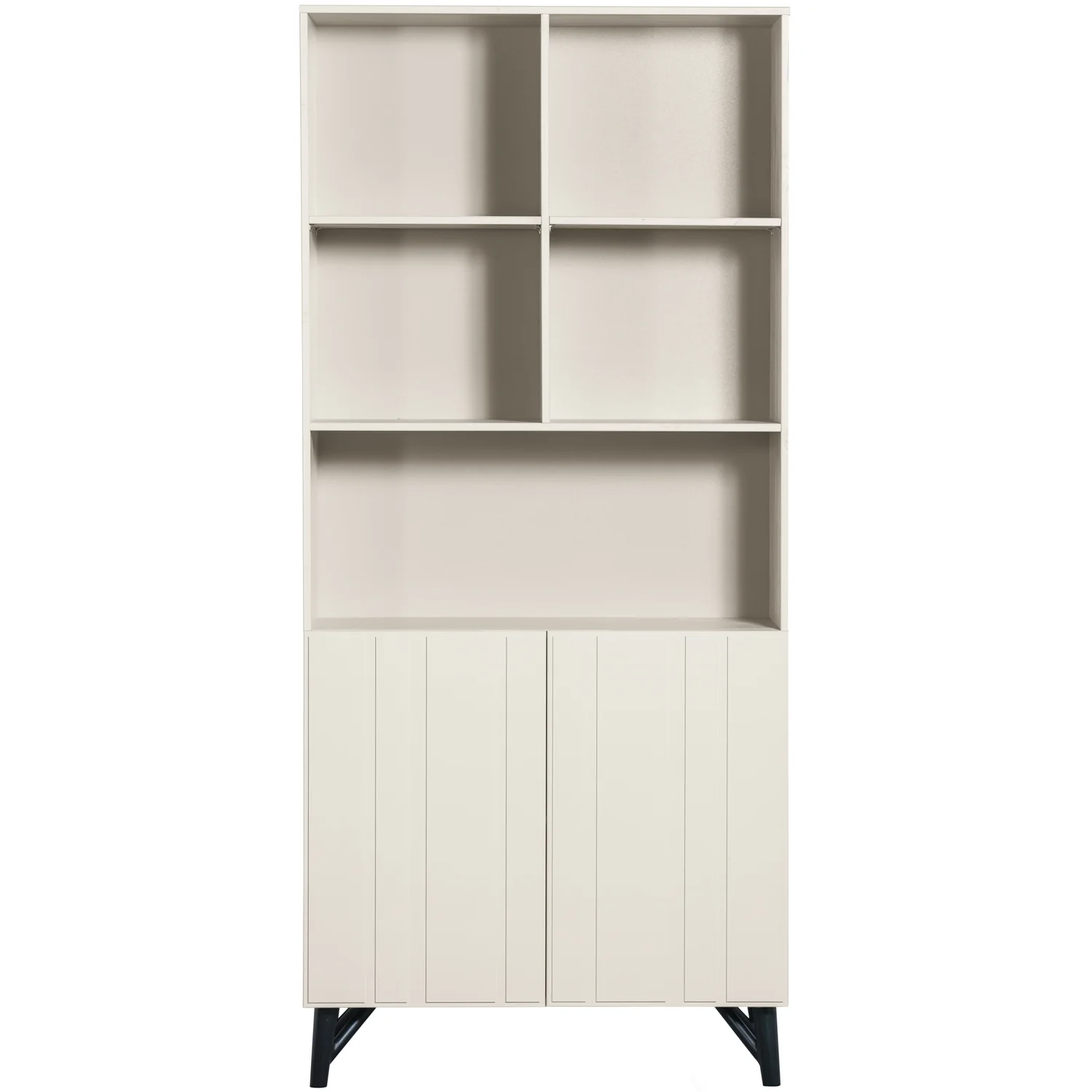 Regal Schrank MILLER 2-türig H 200 cm Kiefernholz staubgrau