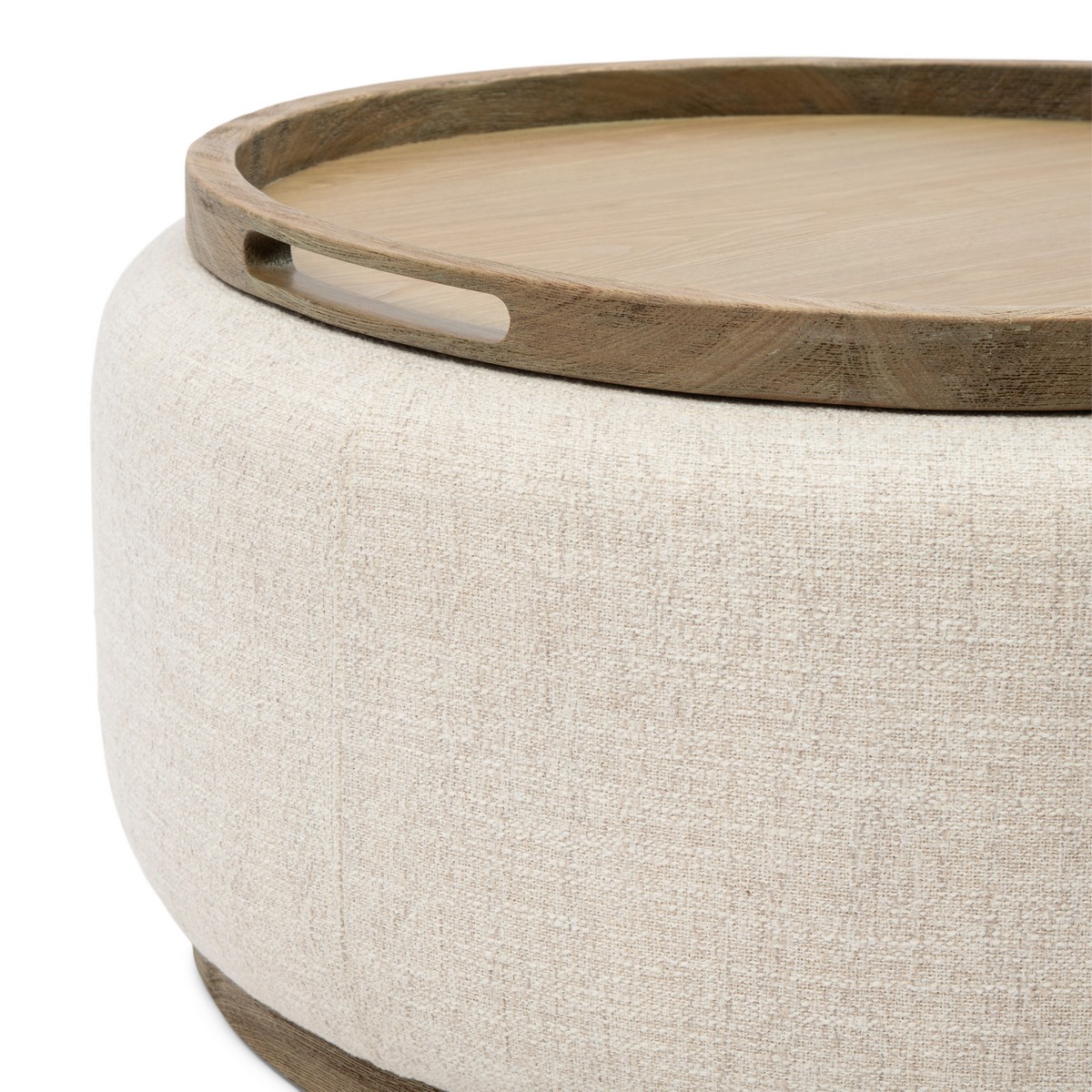Rivièra Maison Pouf Babylon mit Tablett Large Weiß/Natur