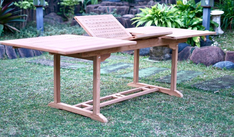 Gartentisch Square 180 bis 240 x 100 cm erweiterbar Teakholz natur  