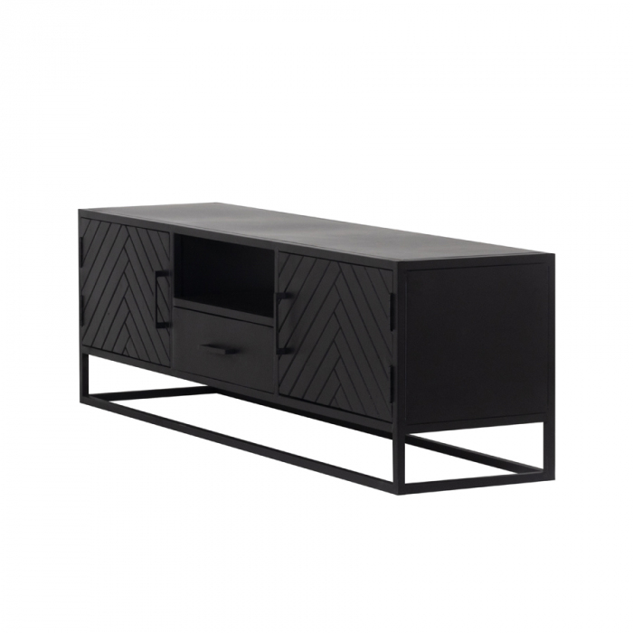 Industrie TV Lowboard BOB 165 cm Mangoholz Fischgrät schwarz