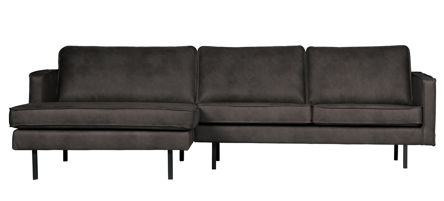 Ecksofa Rodeo Leder schwarz Recamiere Links