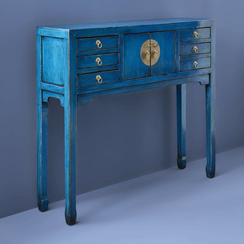 Konsolentisch Majesté 100 cm Ulmen- und Kiefernholz vintage blau
